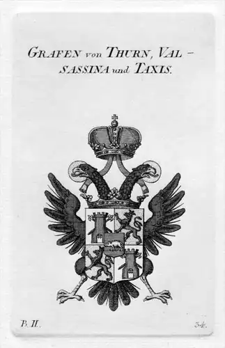 Thurn Valsassina Taxis Wappen coat of arms heraldry Heraldik Kupferstich