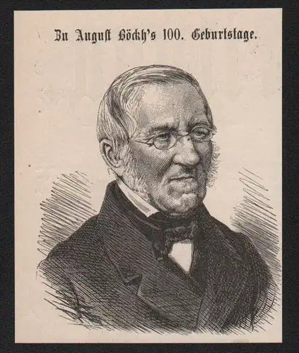 August Boeckh Philologe Forscher wood engraving Holzstich Portrait