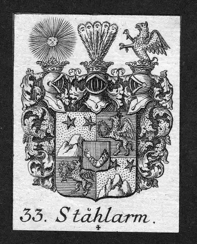 - Stahlarm Wappen vapen coat of arms Heraldik Genealogie Kupferstich