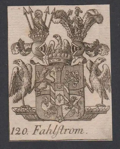 Fahltrom Wappen vapen coat of arms Genealogie Heraldik Kupferstich