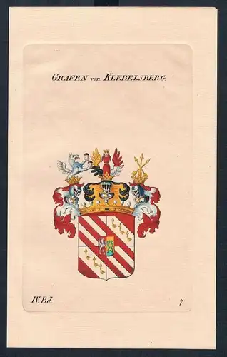Grafen von Klebelsberg Wappen Kupferstich Genealogie Heraldik coat of arms