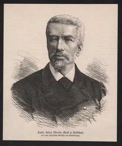 Carlo Felice Nicolis Graf von Robilant General Holzstich Portrait