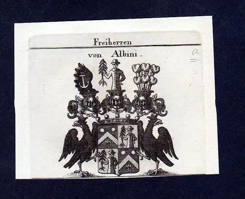 Freiherren von Albini Kupferstich Wappen engraving Heraldik crest