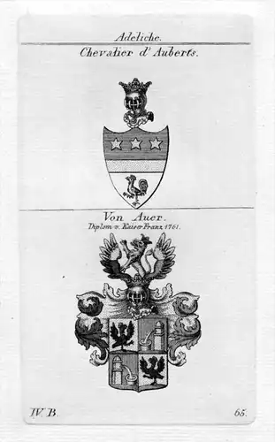Aubert Auer - Wappen Adel coat of arms heraldry Heraldik Kupferstich