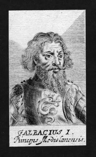 Galeacius I Prinz Feldherr General Soldat engraving Kupferstich Portrait