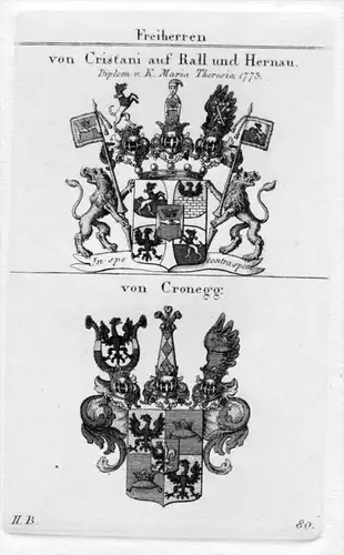 von Cronegg Cristani Rall Hernau Wappen heraldry Heraldik Kupferstich