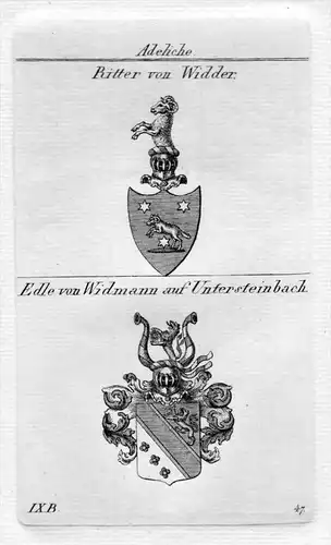 Widder / Widmann - Wappen Adel coat of arms heraldry Heraldik Kupferstich