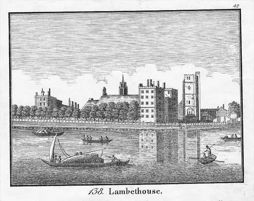 London Lambeth Palace Original Lithographie