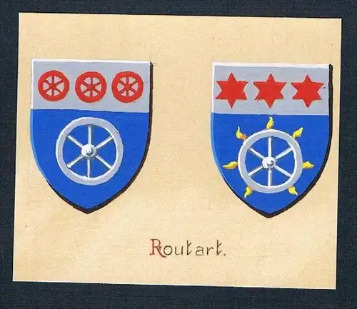 19. / 20. Jh. - Routart Blason Aquarelle Wappen coat of arms Heraldik