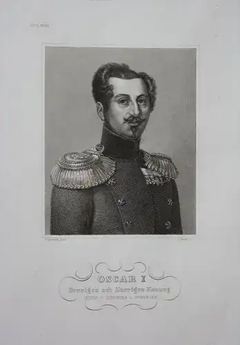 Oskar I König von Schweden Norwegen engraving  Portrait