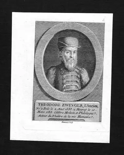 Theodore Zwinger - Theodor Zwinger der Ältere (1533 - 1588) Gelehrter Arzt Mediziner Paracelsist Schweiz Suis