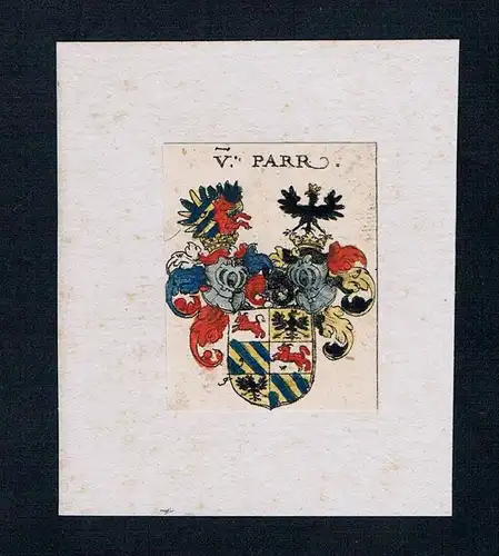 . - Par Parr Wappen Adel coat of arms heraldry Heraldik Kupferstich