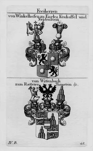 Winkelhofen Wittenbach Wappen Adel coat of arms Heraldik crest Kupferstich