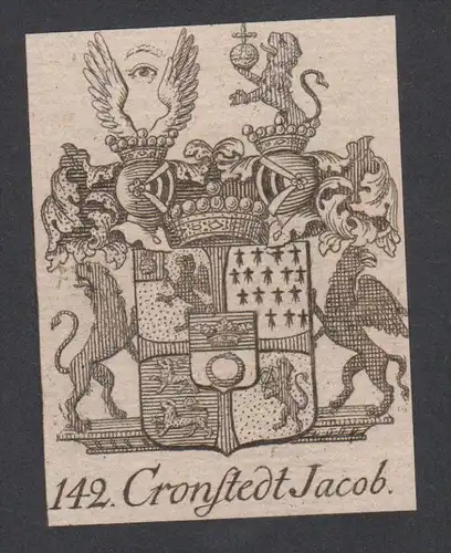 Cronstedt Jacob Wappen vapen coat of arms Genealogie Heraldik Kupferstich