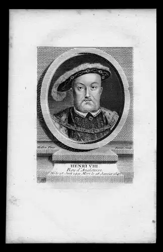 Heinrich Henri VIII Tudor König von England Kupferstich Portrait