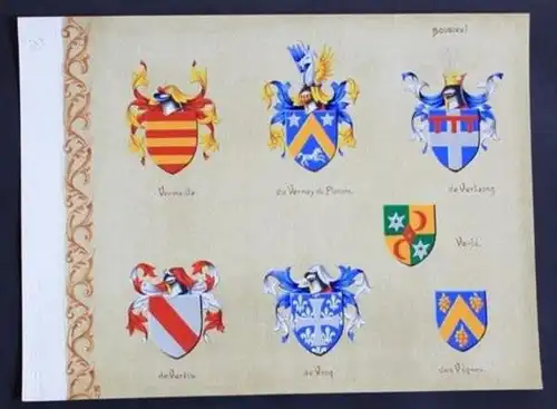 Vermeille Vernay Verle Vertaing Vicq Vertis Blason Wappen heraldique heraldry