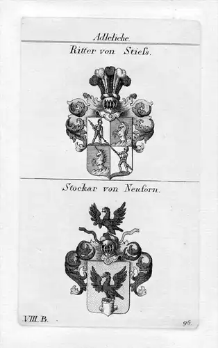 Stiess / Stockar Neuforn - Wappen Adel coat of arms heraldry Heraldik Kupferstich