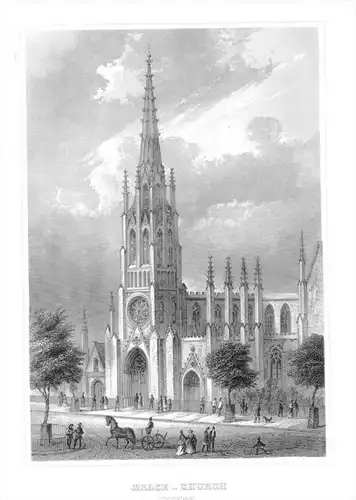 Grace-Church New-York Amerika United States Original  engraving