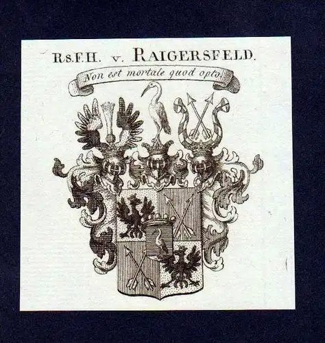 Freiherren von Raigersfeld Kupferstich Wappen engraving Heraldik crest