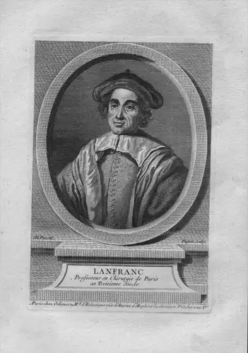 Lanfranc - Lanfranc von Mailand - Lanfranco da Milano (1250 - 1306) Chirurg Arzt Frankreich gravure Kuperstic