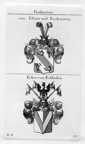 Eberz Rockenstein Ecker Eckhofen Wappen heraldry Heraldik Kupferstich