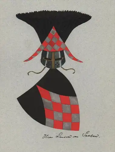 Herren Säben Südtirol Wappen Genealogie genealogy Original Aquarell