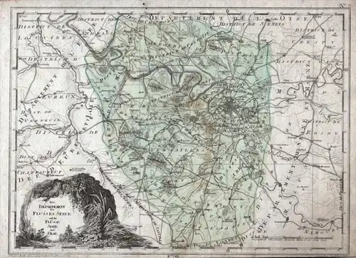 Das Departement des Flusses Seine und der Flüsse Seine und Oise - Seine-et-Oise Paris - carte gravure map Kar