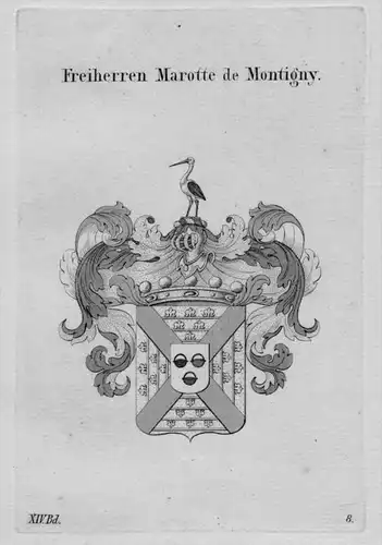 Marotte Montigny Wappen Adel coat of arms heraldry Heraldik  Kupferstich
