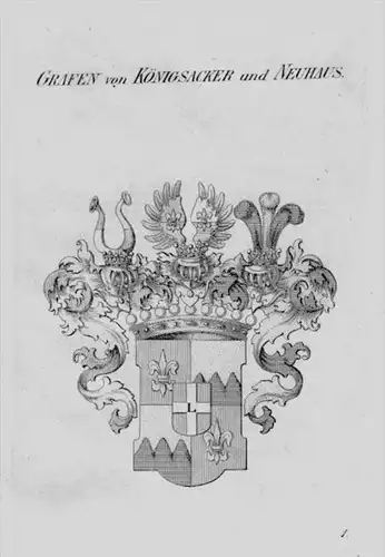 Königsacker Neuhaus Wappen Adel coat of arms heraldry Heraldik Kupferstich
