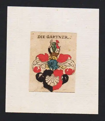 . Gartner Wappen coat of arms heraldry Heraldik Kupferstich