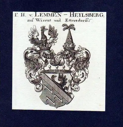 Freiherren von Lemmen Kupferstich Wappen Heraldik coat of arms