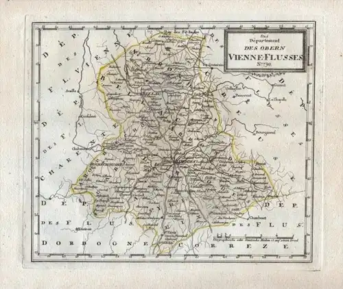 Das Departement des Oberen Vienne Flusses Nr. 790 - Haute Vienne Limoges Bellac Saint Junien Chalus carte grav