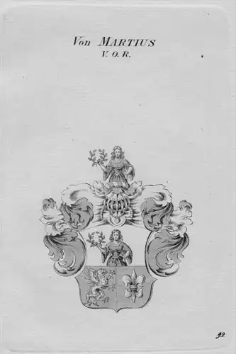 Von Martius Wappen Adel coat of arms heraldry Heraldik crest Kupferstich