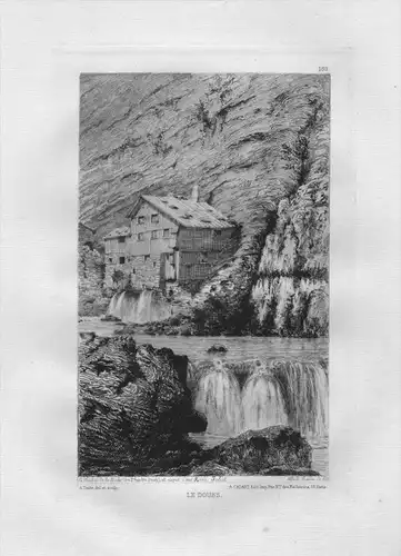 Le Doubs - Doubs Fluss eau forte gravure etching Radierung