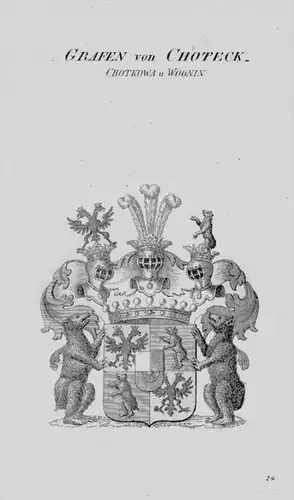 Choteck Chotkowa Wognin Wappen Adel coat of arms Heraldik Kupferstich