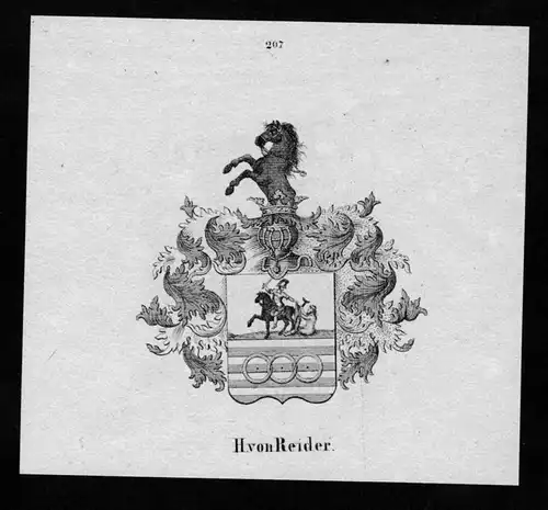von Reider Wappen Adel coat of arms heraldry Heraldik Lithographie