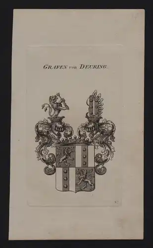 - Grafen von Deuring Wappen coat of arms Genealogie Heraldik Kupferstich
