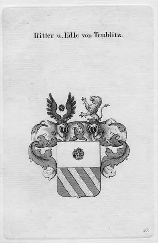Teublitz Wappen Adel coat of arms heraldry Heraldik crest Kupferstich