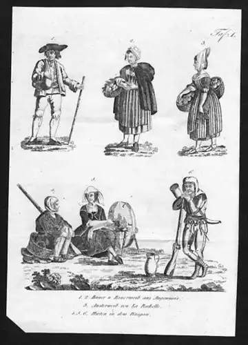 France costumes Trachten gravure estampe