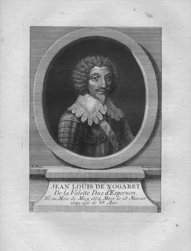 Jean Louis de Nogaret de La Valette-Epernon (1554 - 1642)Herzog Militär Kuperstich Portrait