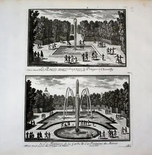 Le Bassin quarre-long .. & A. La Fontaine de la Gerbe B. La Fontaine .. - Chateau de Chantilly garden jardin G
