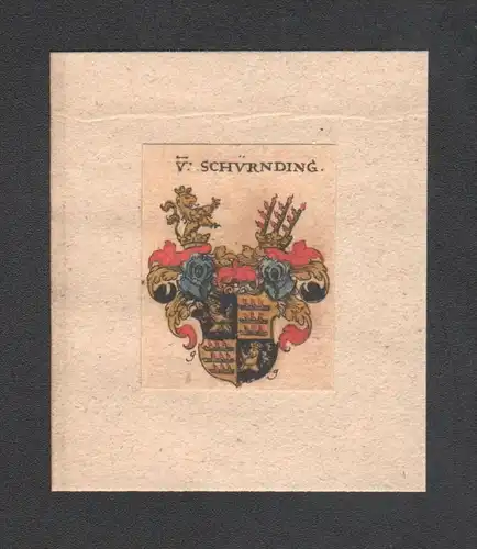 . von Schürnding Wappen coat of arms heraldry Heraldik Kupferstich
