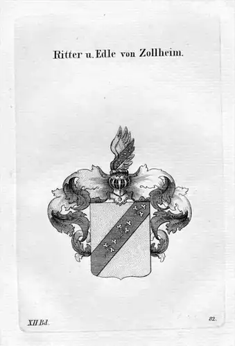 Zollheim Adel Wappen coat of arms heraldry Heraldik Kupferstich