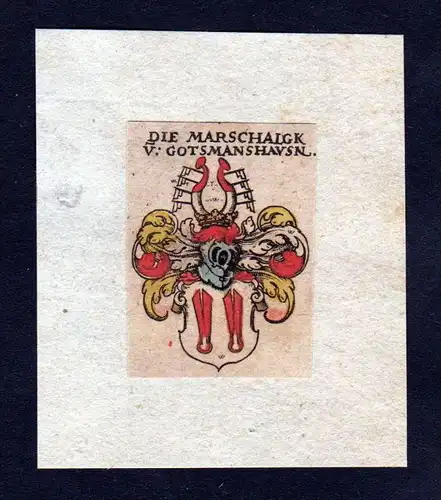 h. Marschalk Gotsmanshausen Wappen coat of arms heraldry Kupferstich