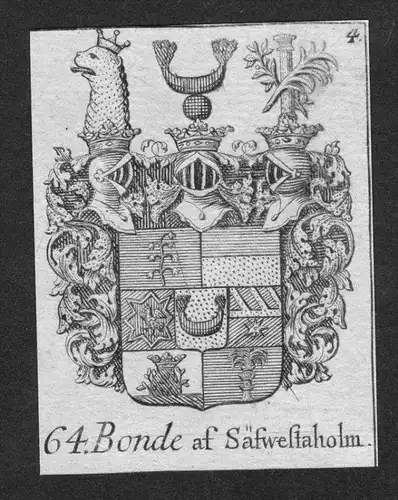 - Bonde af Säfwestaholm Wappen vapen coat of arms Genealogie Kupferstich