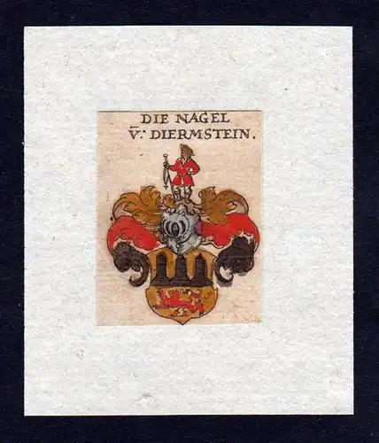 h. Nagel Diermstein Wappen coat of arms heraldry Heraldik Kupferstich