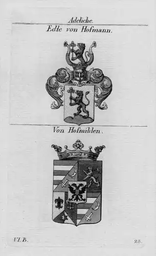 Hofmann Hofmihlen Wappen Adel coat of arms heraldry Kupferstich
