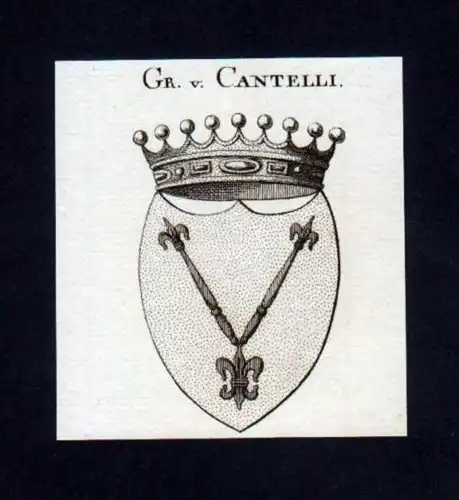 Grafen v. Cantelli Heraldik Kupferstich Wappen