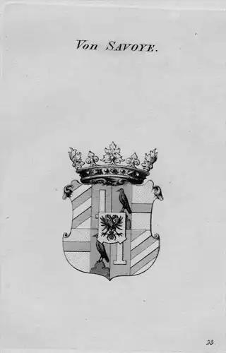 Von Savoye Wappen Adel coat of arms heraldry Heraldik crest Kupferstich