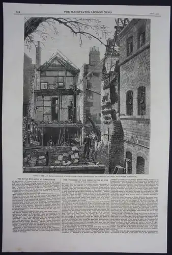 Scene of the late fatal explosion at Birmingham - Explosion Birmingham England Holzschnitt